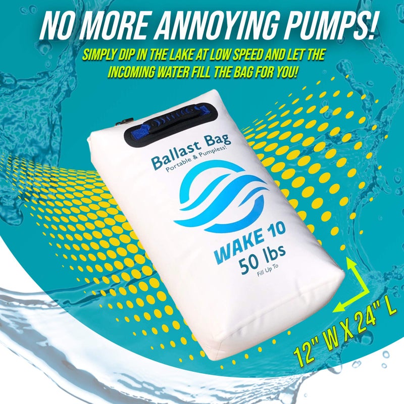 WAKE 10 Boat Ballast Bag - Portable and Pumpless - 50 lb. - Wakesurfing and Wakeboarding - Image 4